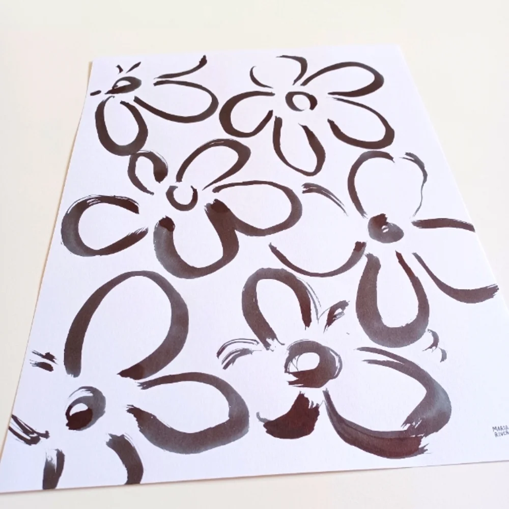 ORIGINAL ART Abstract Flowers by Maria Rivera. 9x12
